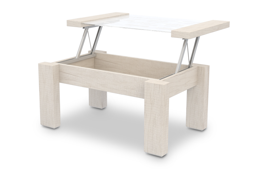 MESA DE LIVING CON APERTURA Y TAPA DE VIDRIO